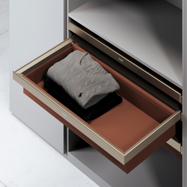 Soft Close Leather Basket - Champagne Gold