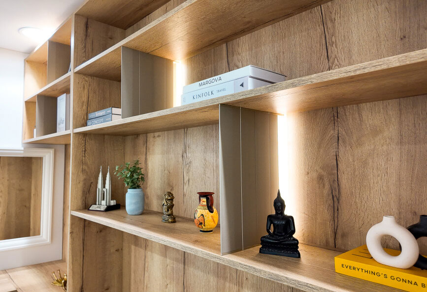 Open Wooden Shelves Details