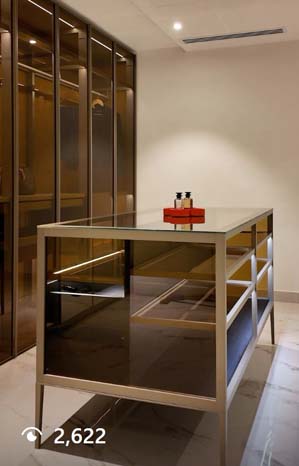 Glass Closet in Gold Finish